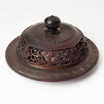A group of Chinese hardwood stands and a cover, Qing dynasty and later.