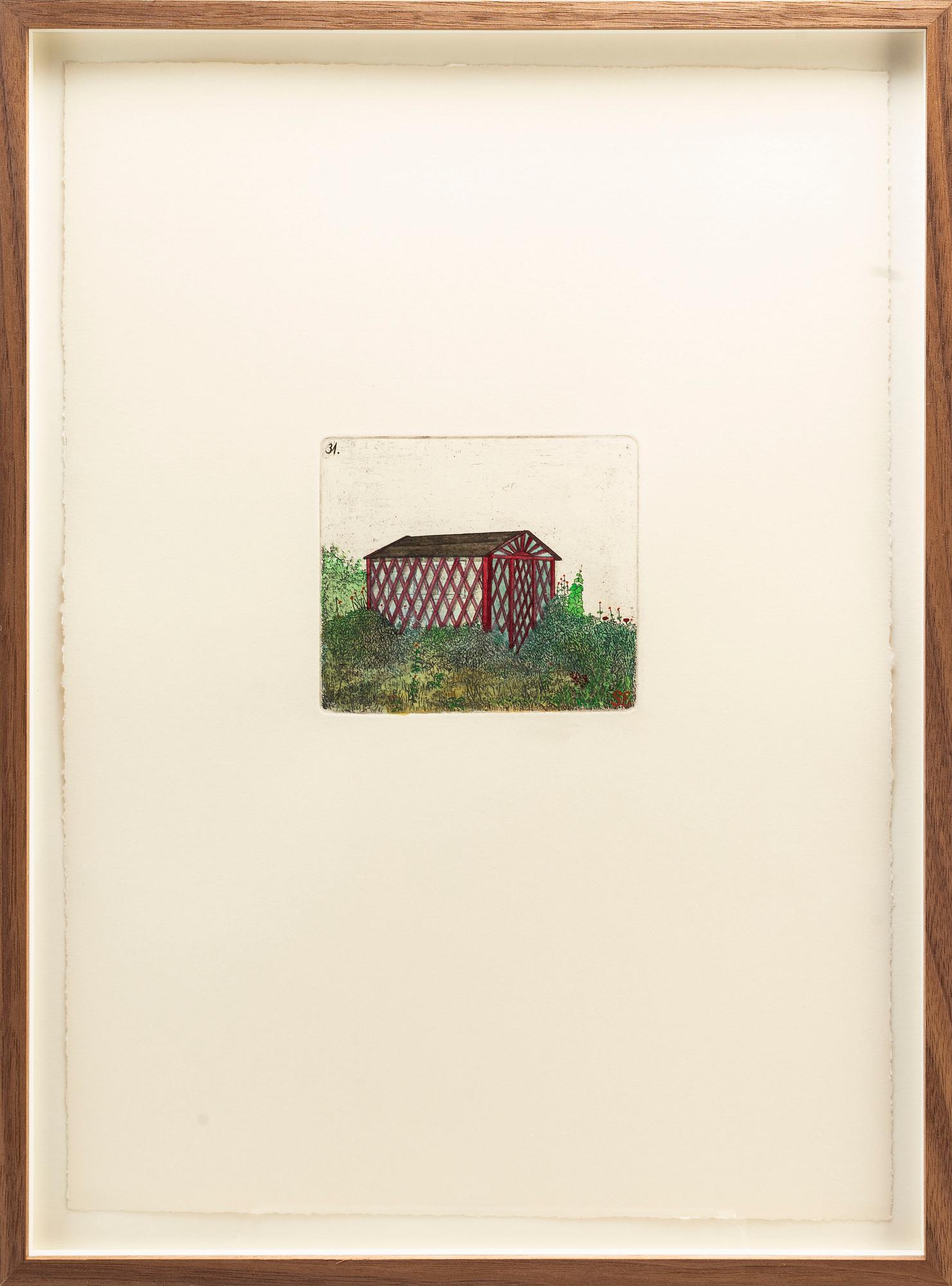 STEN EKLUND, hand colored etching, signed.