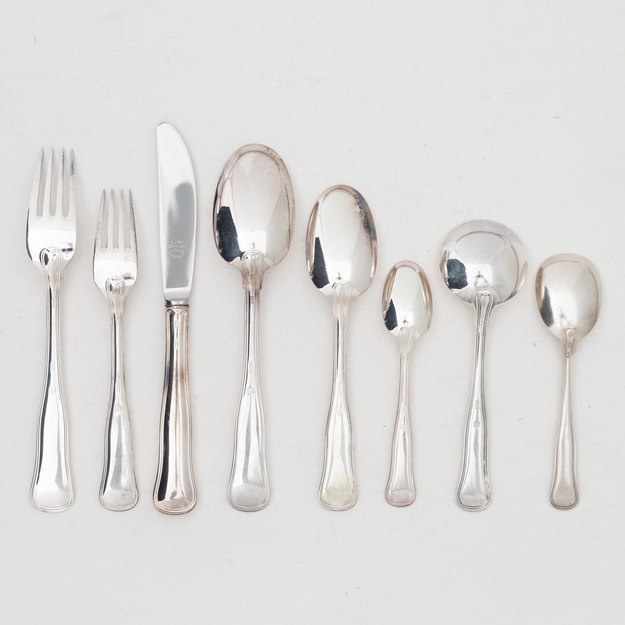 Besticksdelar, 24 st, silver, "Gammal dansk/Old Danish", bl a Cohr, Danmark.