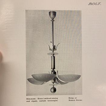 Harald Notini, chandelier, model "10034", Arvid Böhlmarks Lamp Factory, 1930s.