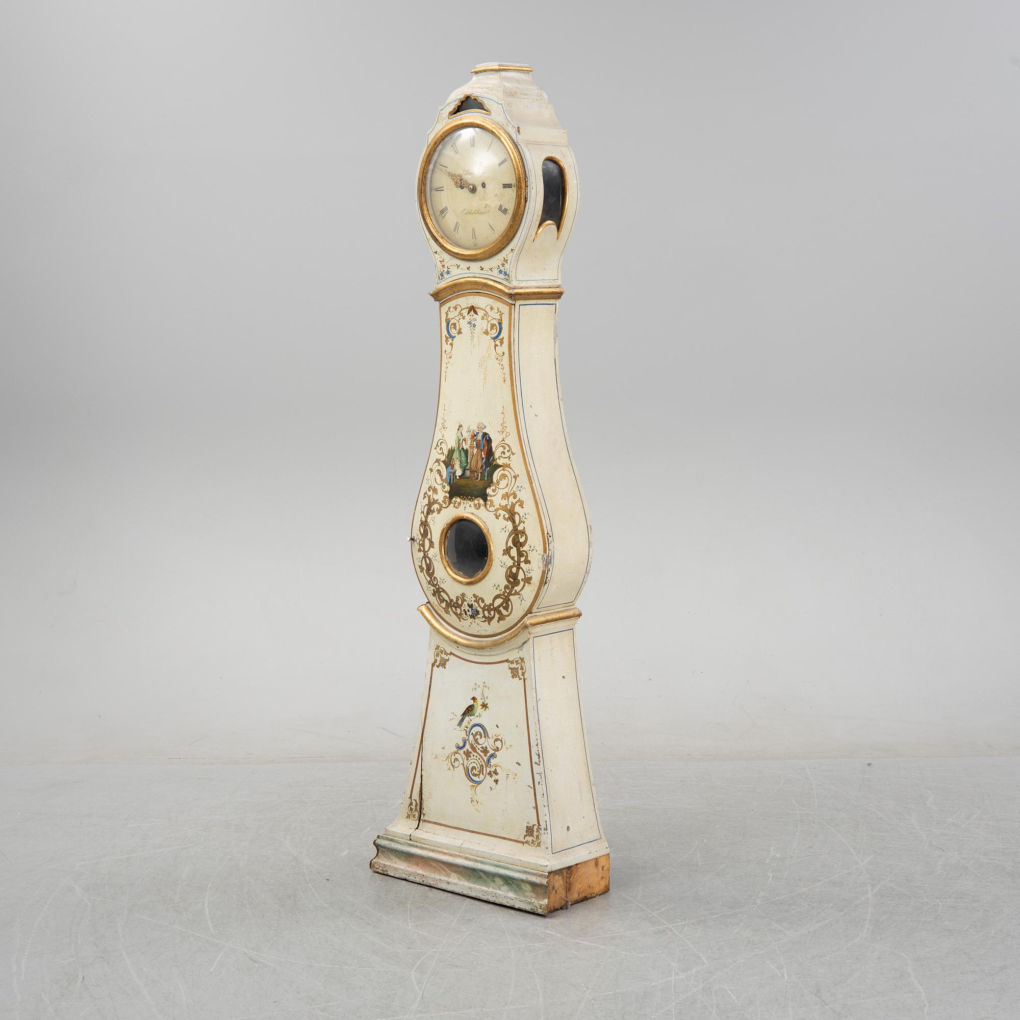 An 18th Century painted long case clock.