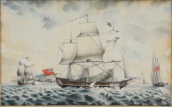 R Freeman, 17th/18th century  The frigate "Dutton" at Dover.
