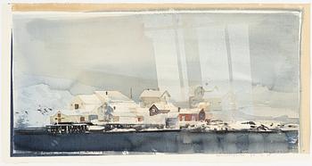 Lars Lerin, "Vinter i Lofoten, Henningsvær".