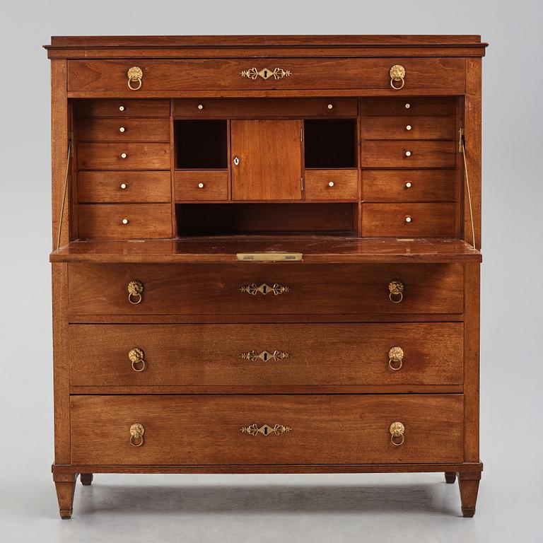 A late Gustavian mahogany-veneered and ormolu-mounted secretaire attributed to J.F. Wejssenburg (master 1795-1837).