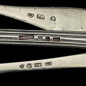 PARTI SILVERBESTICK, 16 st, silver, 1800-tal. Vikt 370 g.