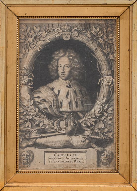 KOPPARSTICK, "Carolus XII. Svecorum Gothorum et Vandalorum Rex" S. BLESENDORFF. 1700-tal.