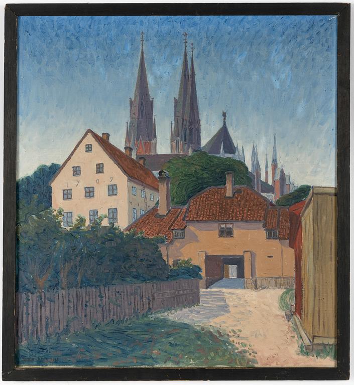 Manne Ihran, View towards Skytteanum, the Atterbom House and Uppsala Cathedral.
