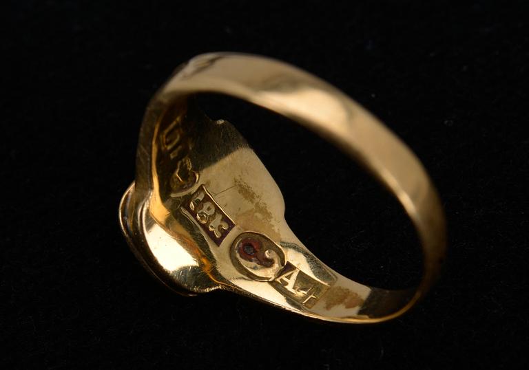 RING, guld 18K, Ludvig Lönnqvist, Borgå 1882. Vikt 2,3 g.