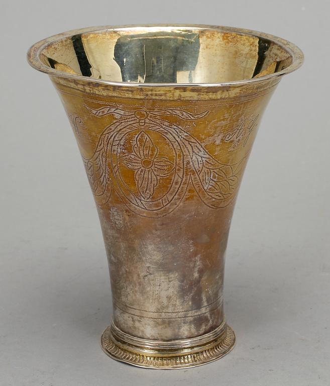 BÄGARE, silver, Hans Georg Vogt Kristianstad, 1809. Vikt ca 128 gram.