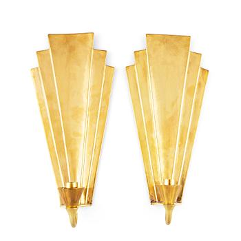 271. Lars Holmström, a pair of Swedish Grace brass wall sconces, Arvika.