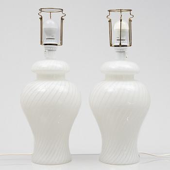 A pair of table lamps, probably Murano, Italy, late 20th Century.