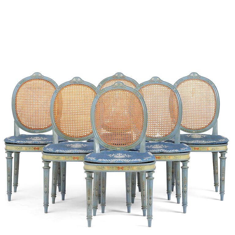 Carl Malmsten, a set of six Swedish Grace chairs, cabinetmaker Albin Johansson, Stockholm, for Villa Kvikkjokk, 1927.