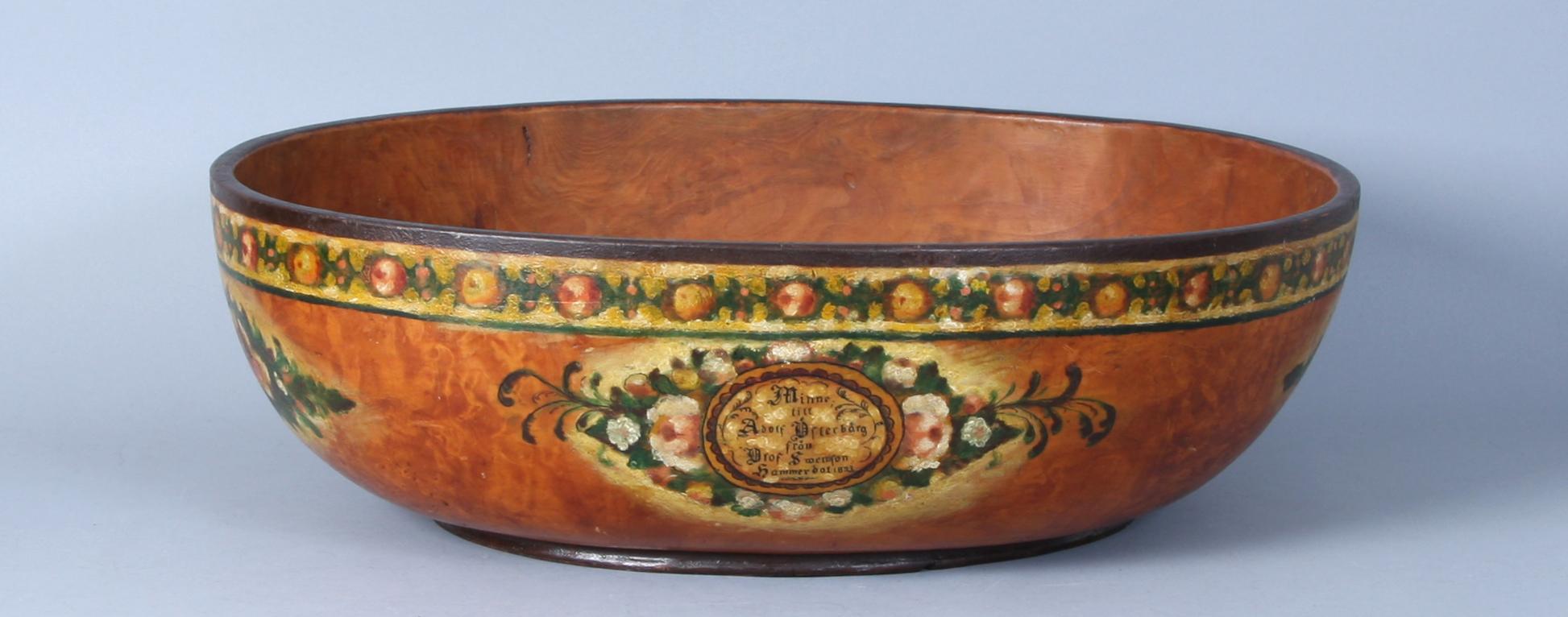 SKÅL, trä, allmoge, märkt 1893.