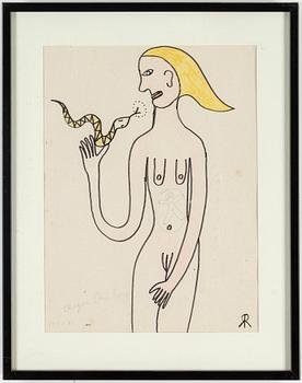 ROGER RISBERG, ink and chalk drawing, signed and dated 1990-91.