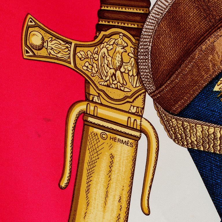 SCARF, siden, "Grand Uniforme", design Joachim Metz, Hermès, Paris, 1900-talets fjärde kvartal.