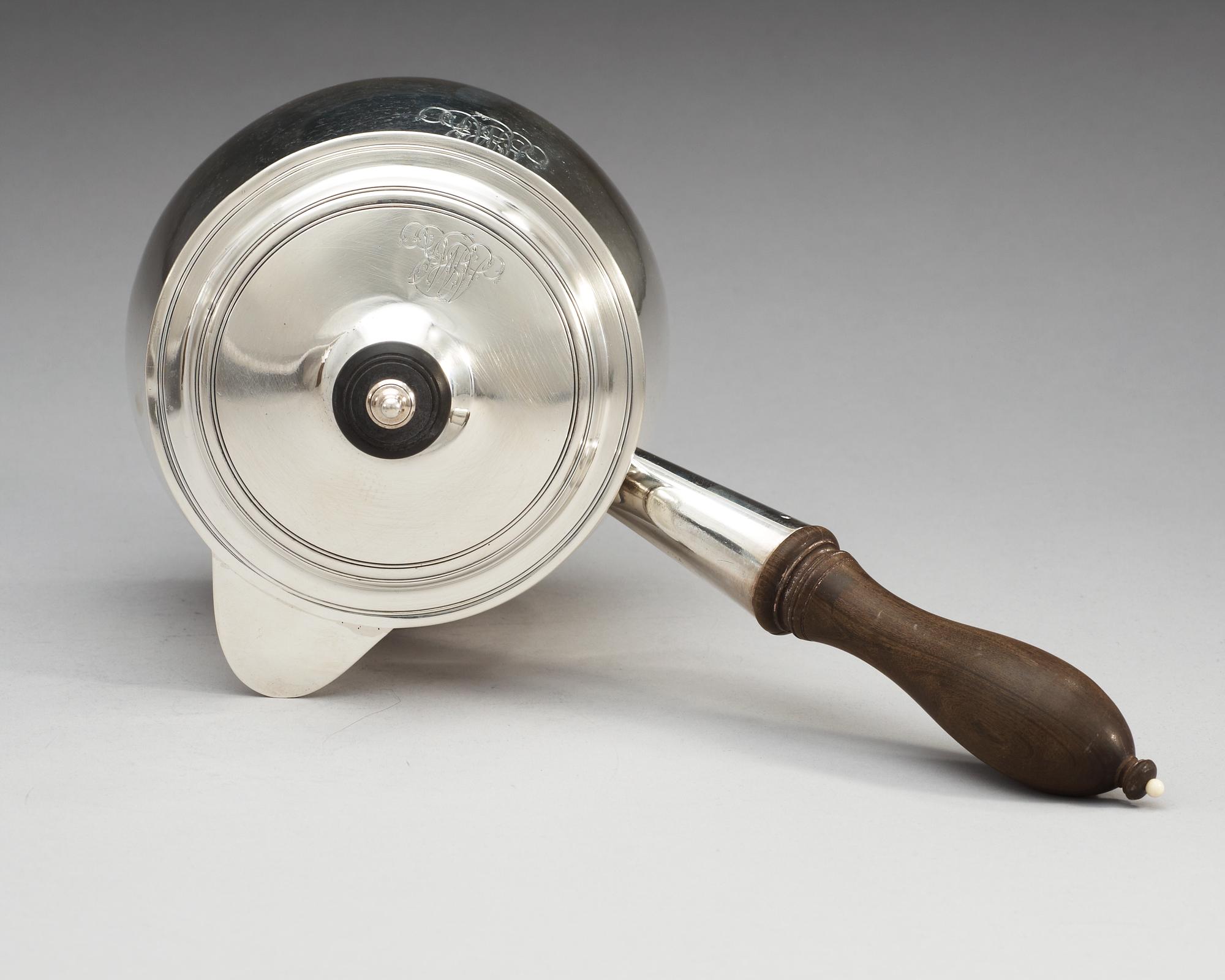 An English 18th century silver brandy-pan, probably of William Burch, London 1794.