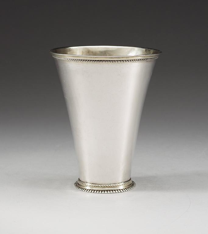 A Swedish 18th century parcel-gilt beaker, makers mark of Jacob Brunck, Stockholm 1721.