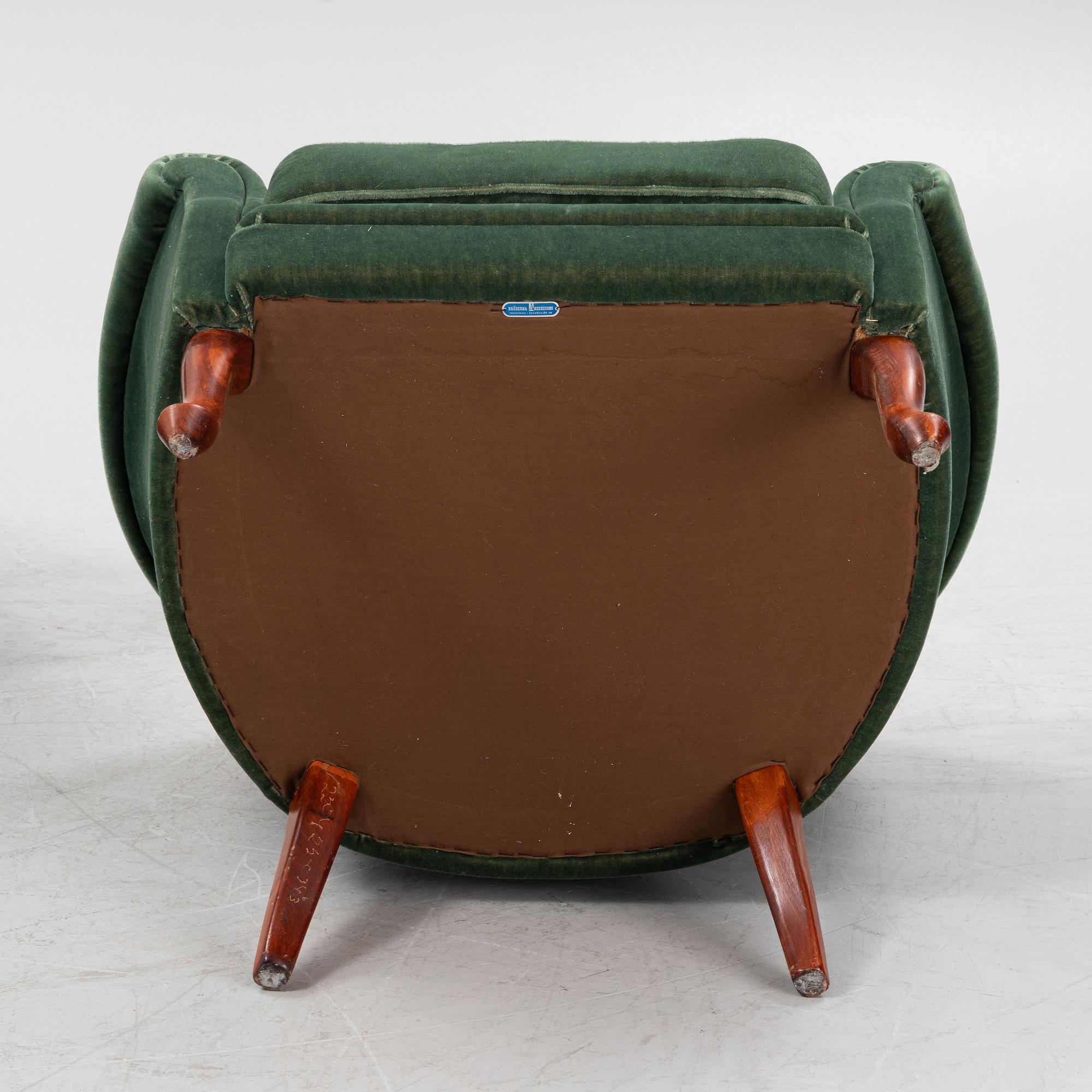 A pair of Bröderna Andersson easy chairs, mid 20th Century.
