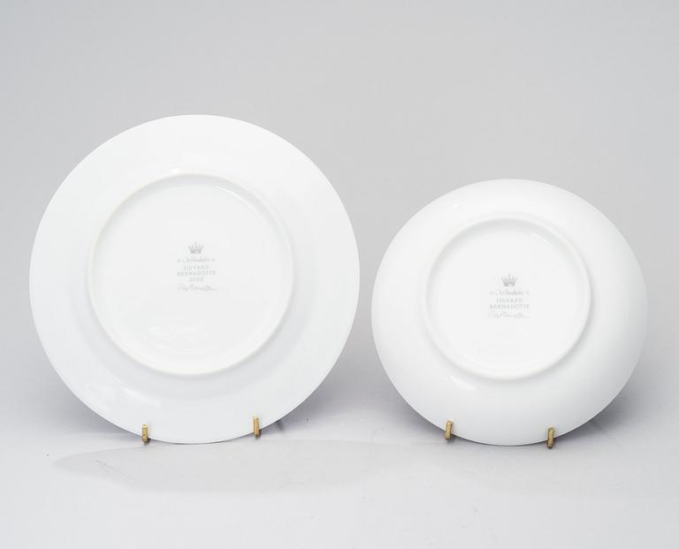 SIGVARD BERNADOTTE, 43 piece, porcelain tableware, "Christineholm"/"Marianne Royal Blue" Millenium 2000.