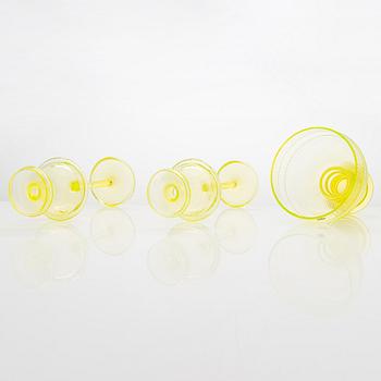 Nanny Still, ljusstakar, ett par samt skål, "Sultan", Riihimäen Lasi 1960-tal.