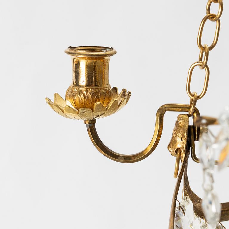 Ljuskrona, för fyra ljus, Stockholmsarbete, 1700-talets slut, Sengustaviansk.