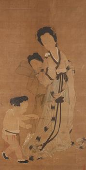 1210. A large scroll painting by anonymous artist, ink and colour on silk, Qing dynasty, 18th century.