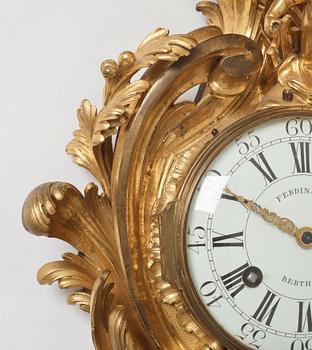 A French Louis XV gilt bronze clock by Ferdinand Berthoud (1727-1807).