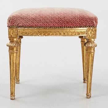 A Gustavian giltwood stool by E. Ståhl (master in Stockholm 1794-1820).