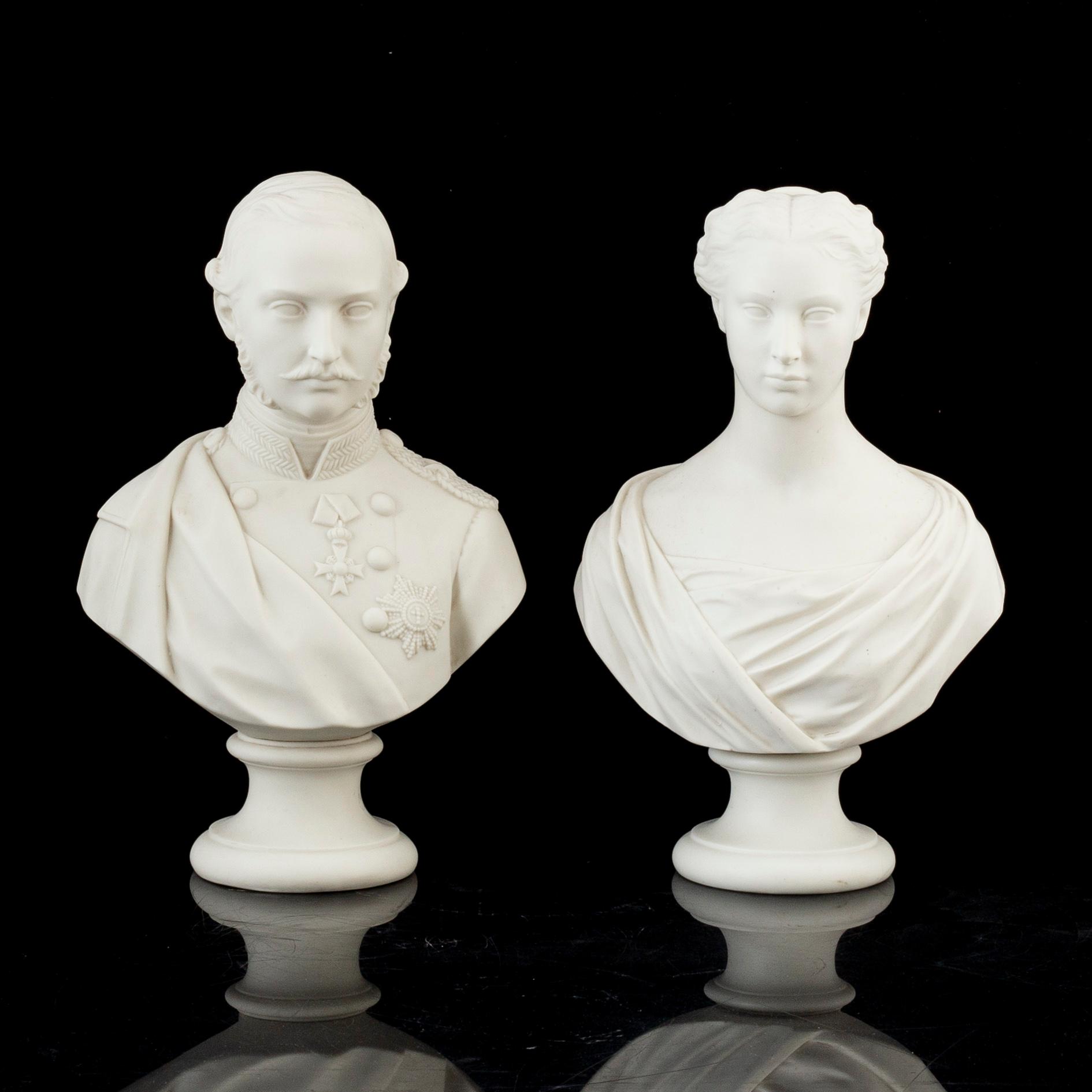 A pair of porcelain busts, Gustafsberg, mid 19th Century.