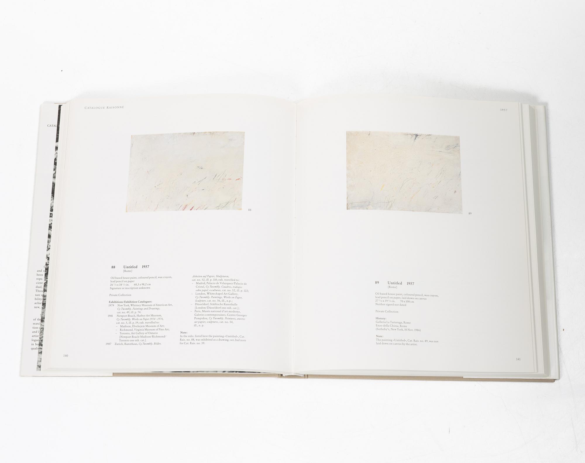 Cy Twombly, Book, Catalogue of the Paintings, Volume I, 1948–1960. Schirmer/Mosel, Munich, October 1992.