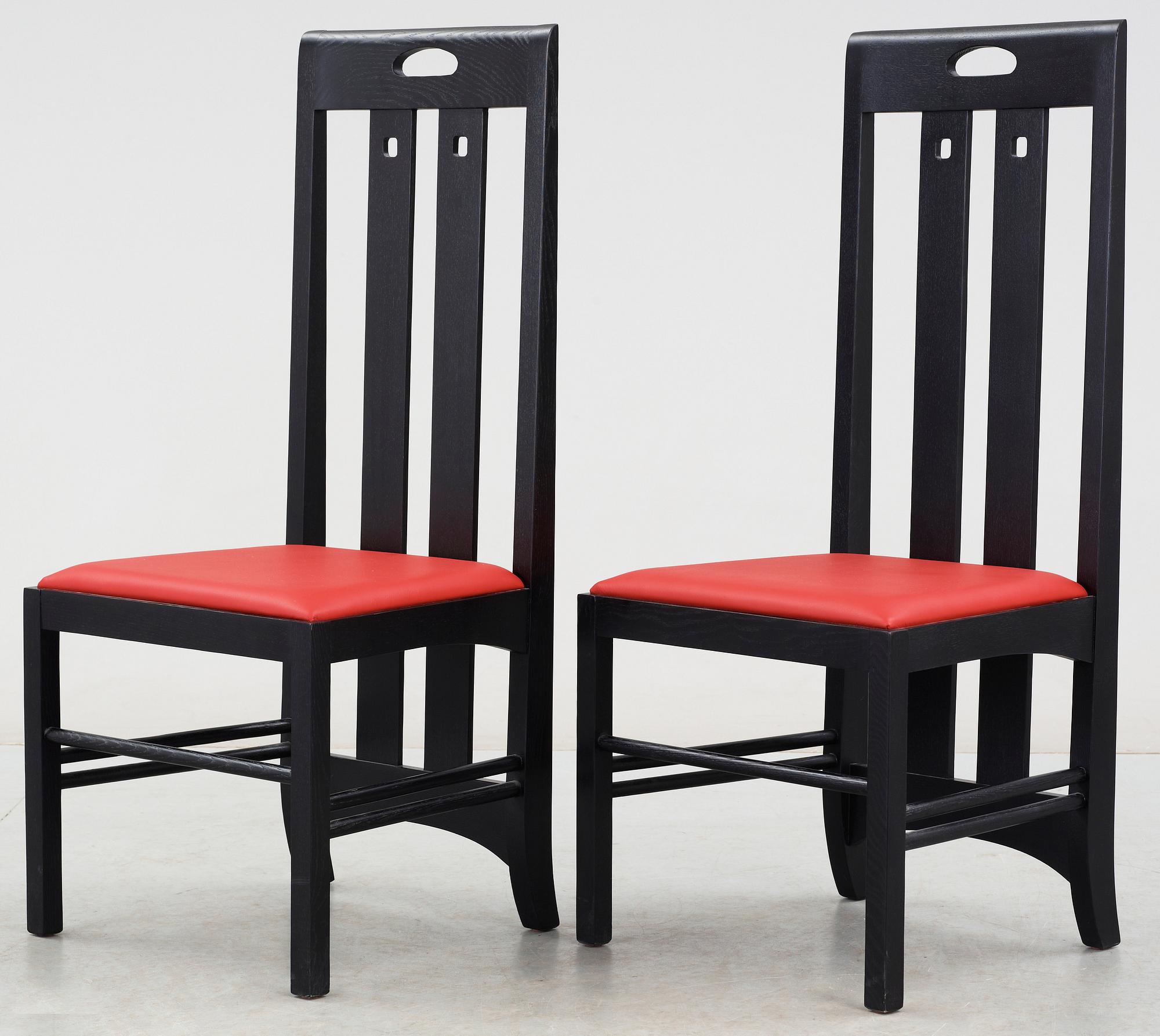 STOLAR, ett par, efter Charles Rennie Mackintosh, modell "ingram low"  1900/2000-tal.