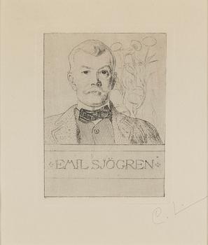 CARL LARSSON, etching, signed C.L. in pencil. Executed 1911. State 1. "Emil Sjögren".