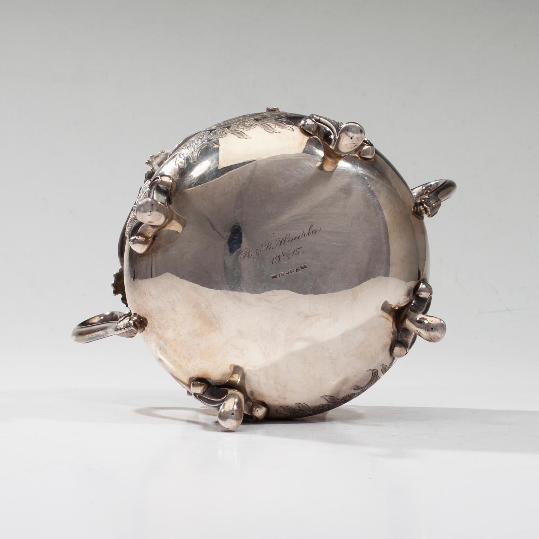 KAFFESERVIS, 3 delar, silver, Auran Kultasepät, Åbo 1915-1916. Tot. vikt ca 1290 g.