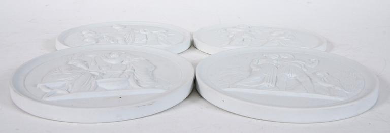 VÄGGPLAKETTER, 4 st, parian, Kongl Dansk o Bing & Gröndahl.