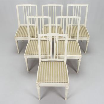 Chairs, 6 pcs, Gustavian style, later half of the 20th century.