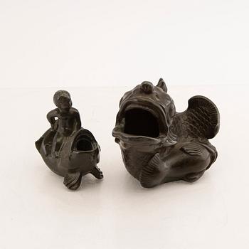 Just Andersen, a set of two bronze sculpture/vases Denmark.