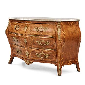 9. A rococo  gilt-brass mounted and rosewood parquetry commode by J. H. Reimers (master in Stockholm 1754-73).