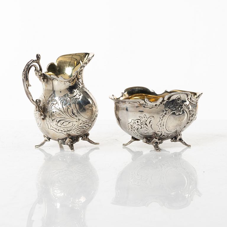 Samling silver, mestadels GEWE, 7 delar, vikt ca 550 gram.