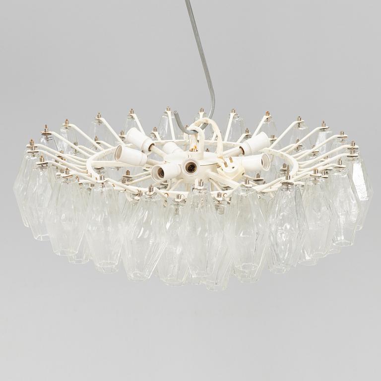 Carlo Scarpa, a 'Polyhedra' nine-light chandelier from Venini, Murano, 1950's/60's.
