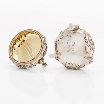 Saltkar, 12 st, och saltskedar, 12 st, Sazikov 1860 och F. O. Fagerström 1850-60-tal, S:t Petersburg, Ryssland.