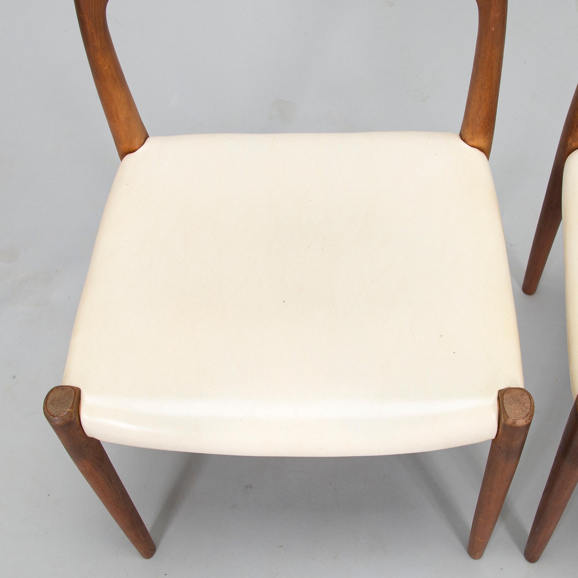 Niels Otto Møller, stolar, 6 st, modell 77, J.L. Møllers Møbelfabrik, Danmark, 1960-tal.