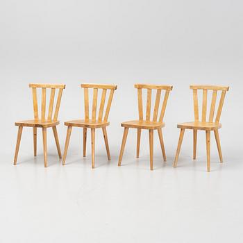 Göran Malmvall, a set of four pine chairs, Svensk Fur, mid 20th Century.