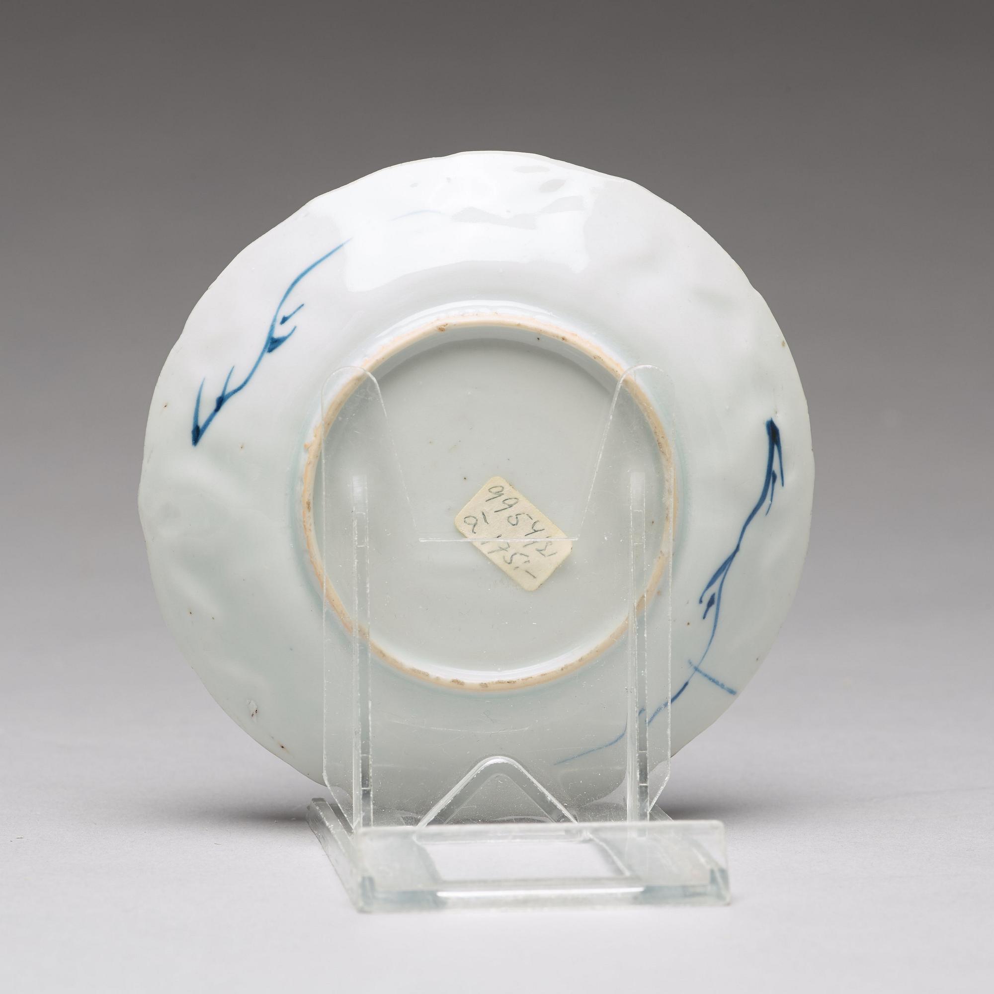 A set of four matched blue and white cups and saucers, Qing dynasty, Kangxi (1662-1722).