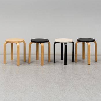 ALVAR AALTO, two model 95 tables with four stools.