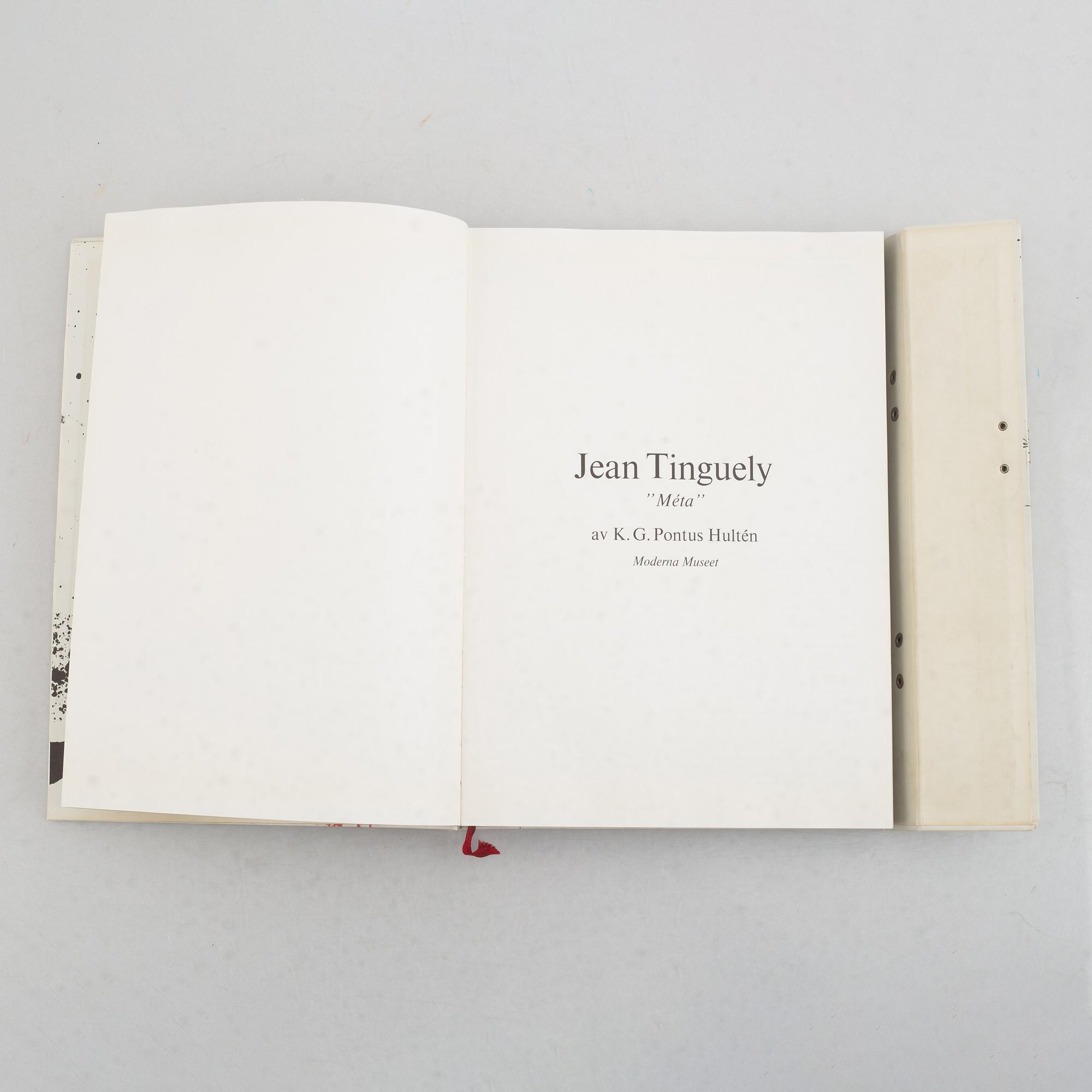two books, Jean Tinguely, after, "Méta", and "Pontus Hultén, Hon & moderna".