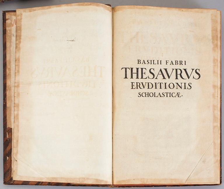 FABER, BASILIUS, 2 vol, Thesaurus eruditionis scholasticæ. Leipzig 1726.