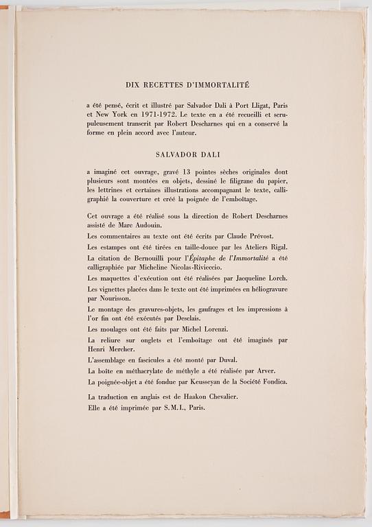 Salvador Dalí, Portfölj, "Dix Recettes d'Immortalité" (11).