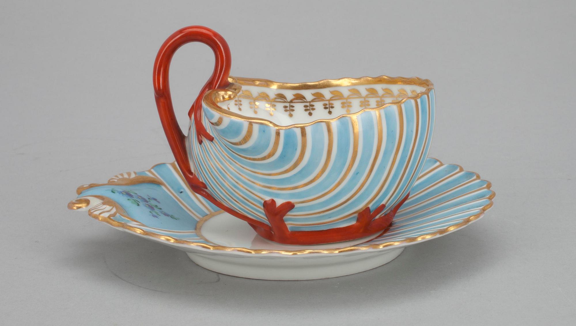 CUP AND SAUCER, A. Popov, Russia, mid 19th century.