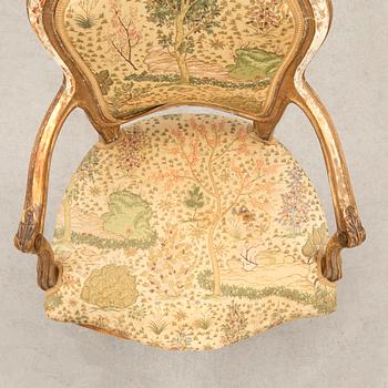 Sofa and armchair in Louis XV style, first half of the 20th century.