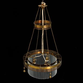 An Art Nouveau brass ceiling light, Allan Hellenius, Kangas, Finland, early 20th Century.